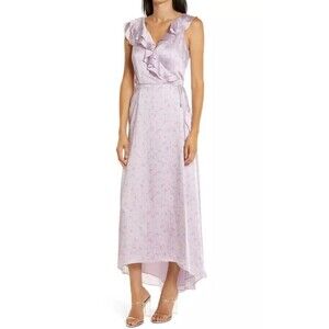 Wayf Dress S Purple Floral Sylvia Sleeveless Ruffle High/Low Wrap Romantic Fairy